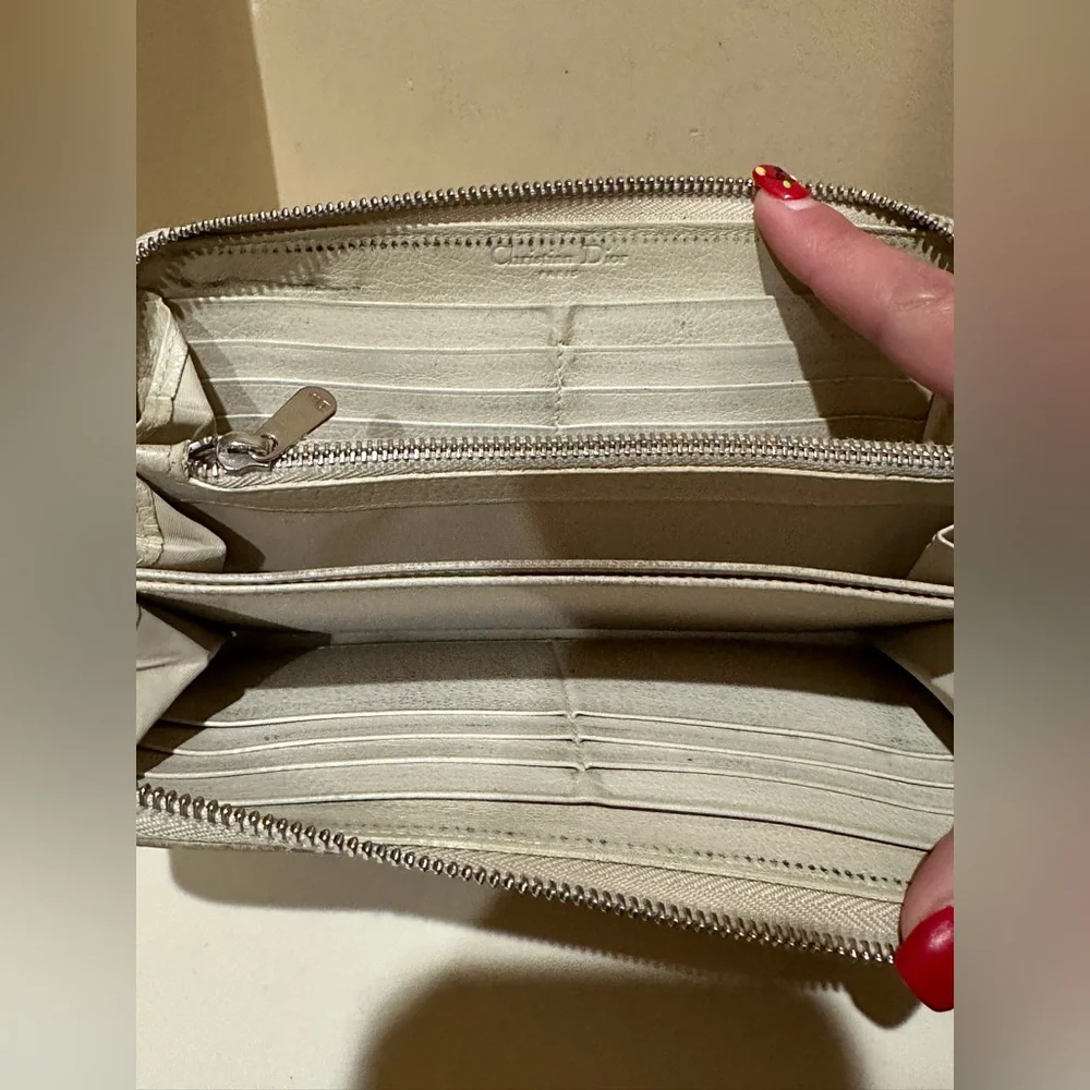 Vintage Christian Dior Long Zip Crosshatch Wallet